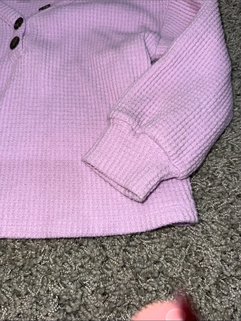 Old Navy Lavender Waffle Henley Sweatshirt for Kids (S 6-7)
